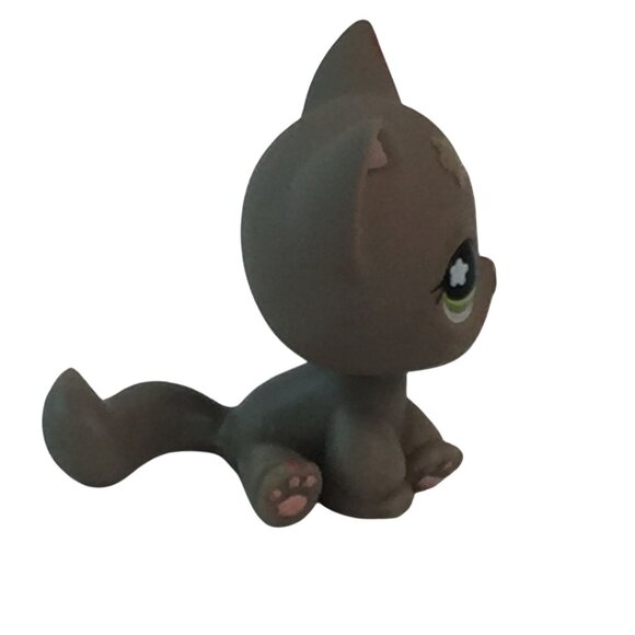 Littlest Pet Shop LPS #467 Shorthair Kitty Cat Flocked Flower Eyes - Picture 2 of 7